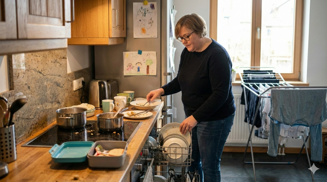 Vorbereitete Familienkueche fuer naehrende Wochenbett-Rezepte